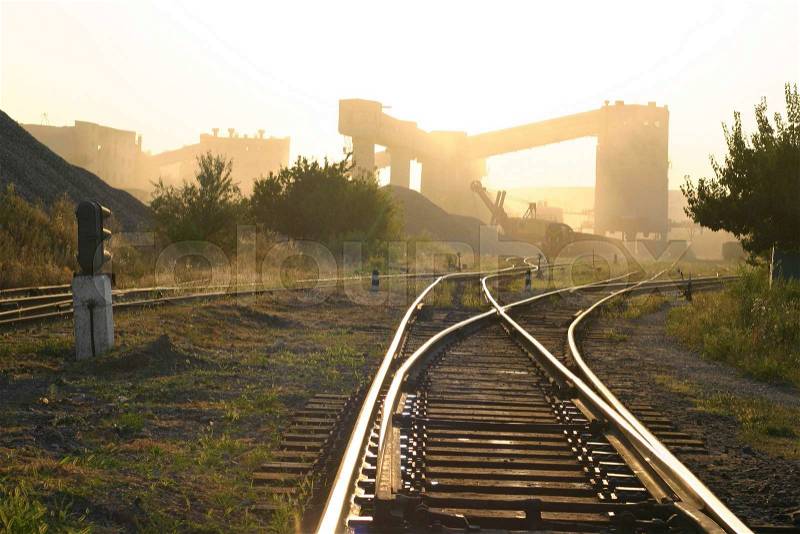Industry landscape with railroad, stock photo