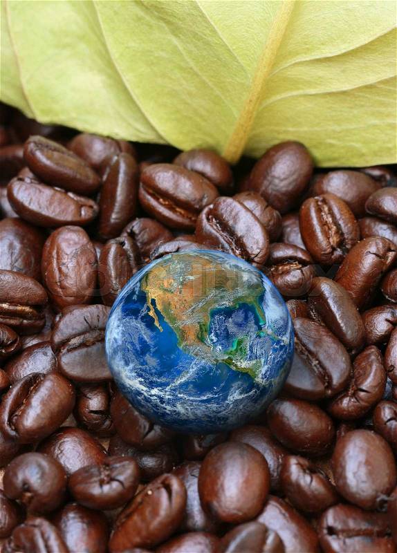 The earth with coffee bean ,including elements furnished by NASA, stock photo