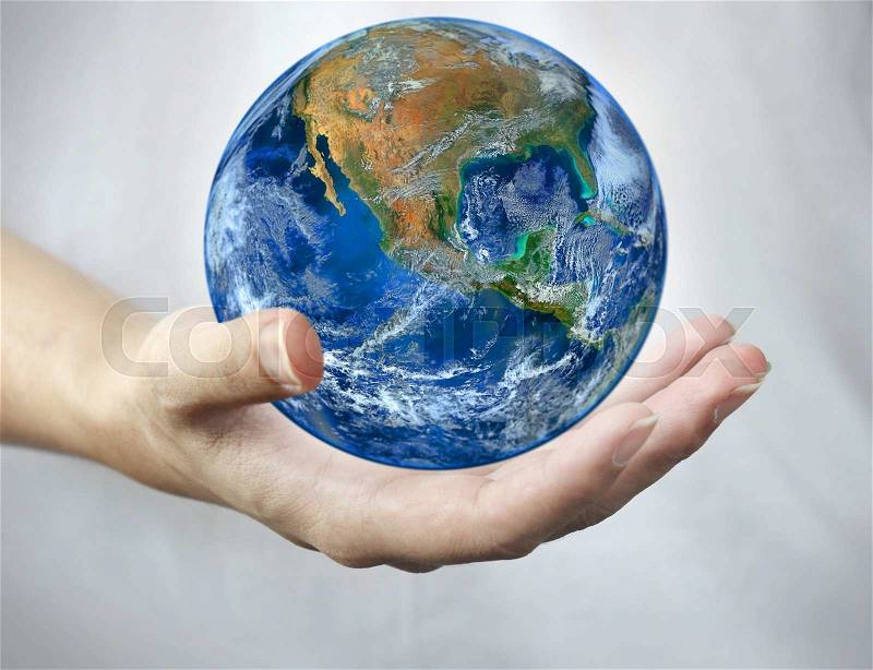 Hand hold earth., Planet world. Elements of this image furnished by NASA, stock photo