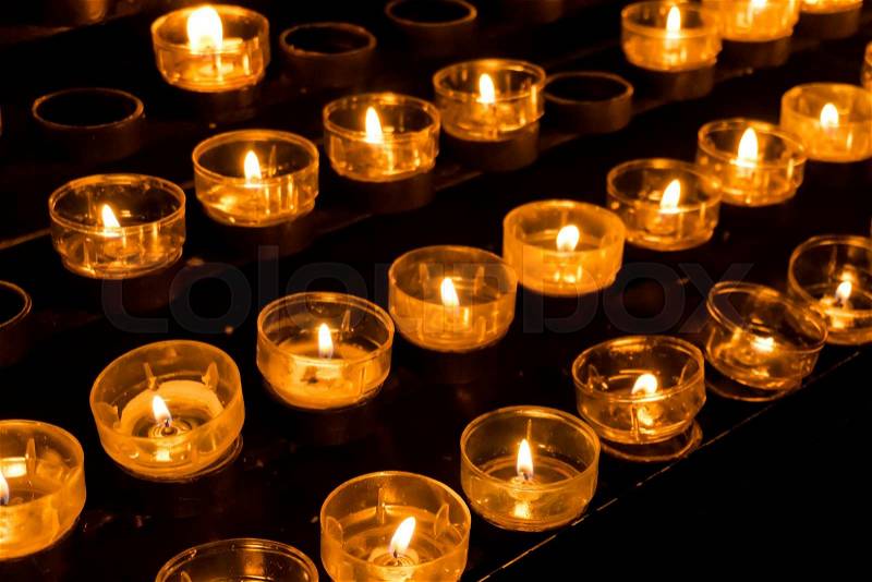 Church candle. Candles light, stock photo