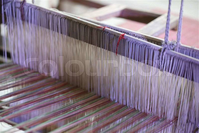 Cotton pattern on the loom, stock photo