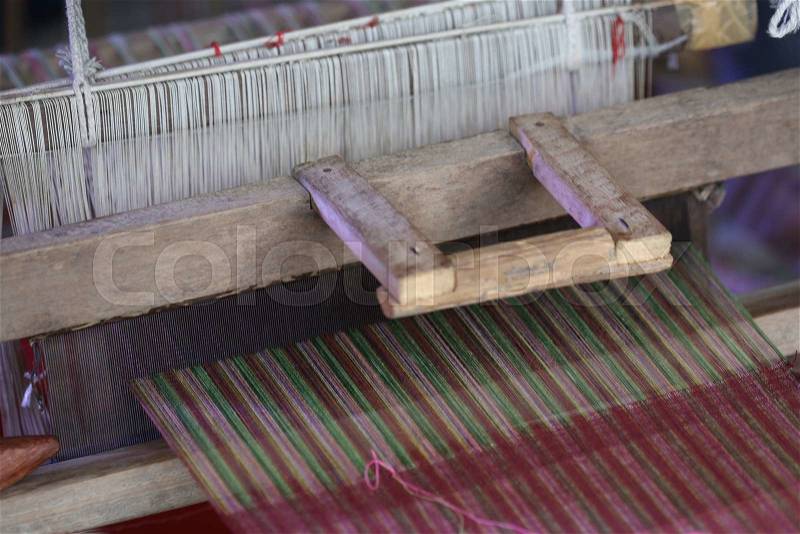 Cotton pattern on the loom, stock photo