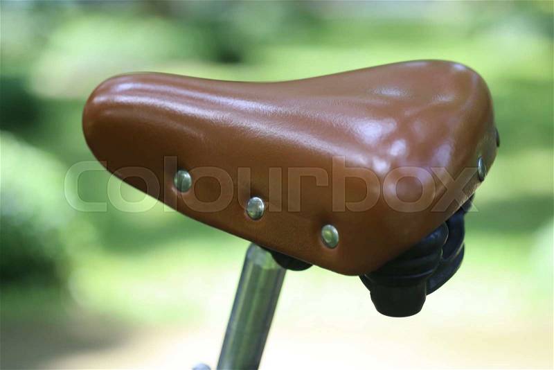 Classic leather vintage bicycle seat, stock photo