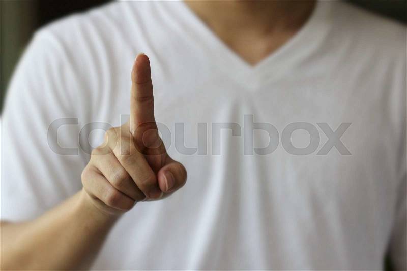 Finger point on the air background, stock photo