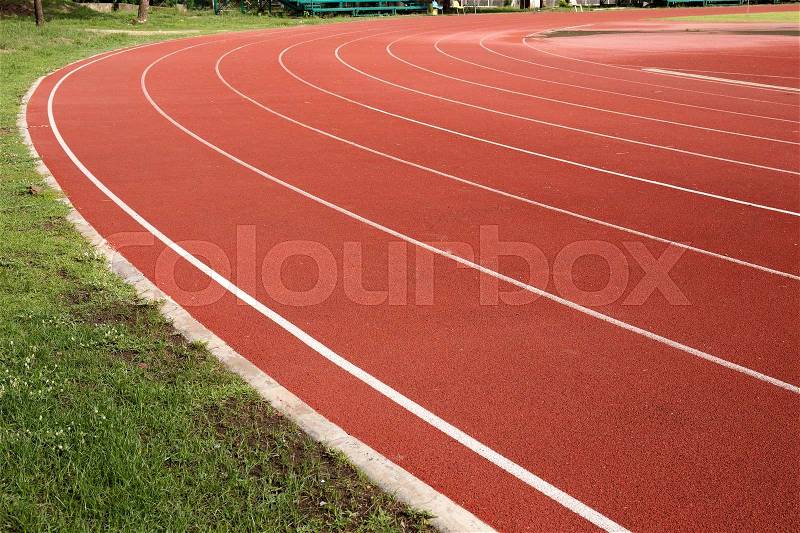 Athletics Running track rubber standard red brown color , stock photo