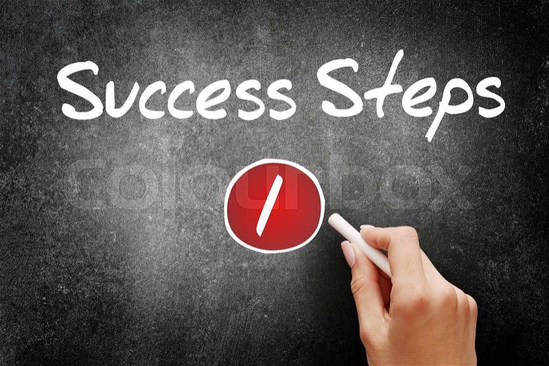 1 Success Step, business concept on blackboard, stock photo