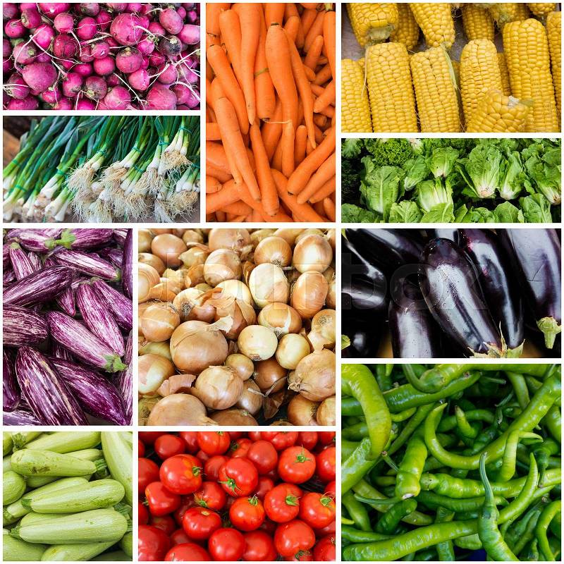 Different raw vegetables background.Healthy eating. vegetables collage, stock photo