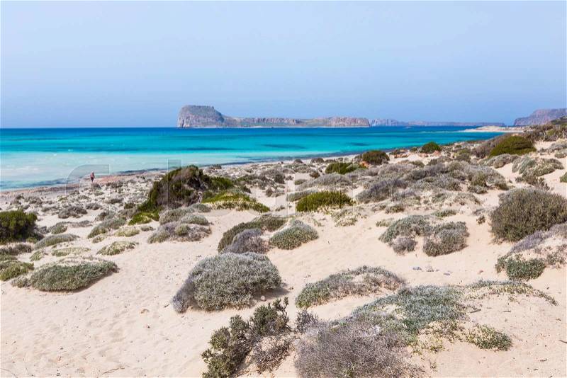 Balos bay at Crete island in Greece. Area of Gramvousa, stock photo