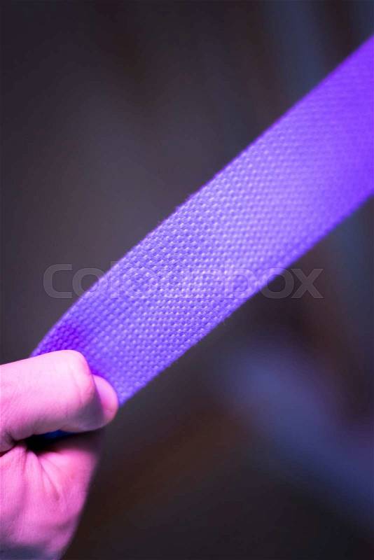 Yoga pilates fitness band strap in gym for sports and strength training, stock photo