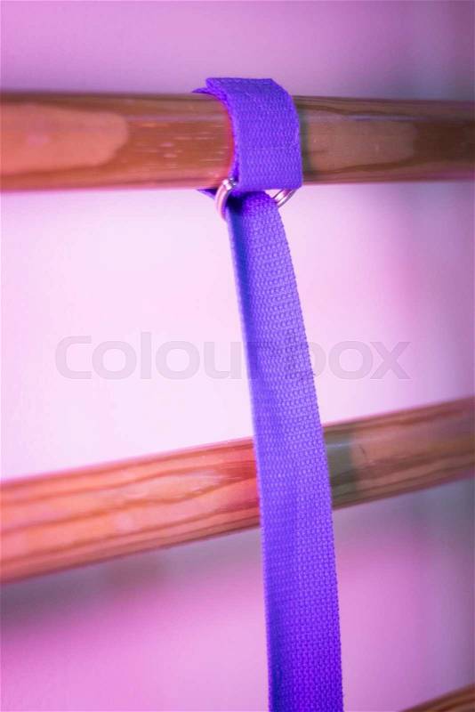 Yoga pilates fitness band strap in gym for sports and strength training, stock photo