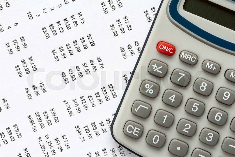 Close-up of calculator on financial statement , concept of accounts, stock photo