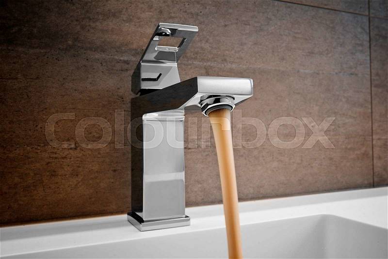 Sink Pouring Out Dirty Water, Water and droplets, stock photo