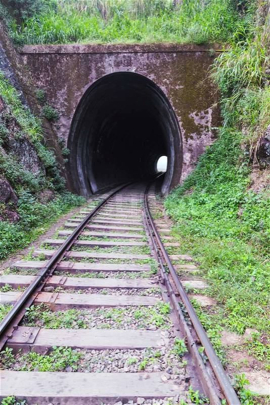 Tunnel in Demodara, Ella,railways Sri Lanka, stock photo