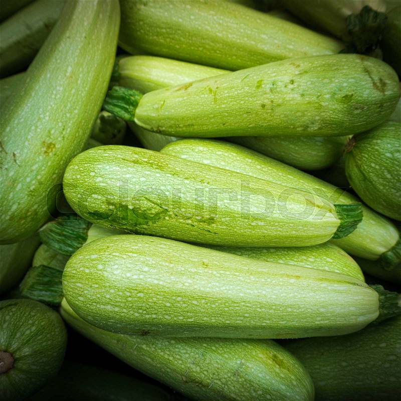 Fresh green zucchini. Zucchini background, stock photo