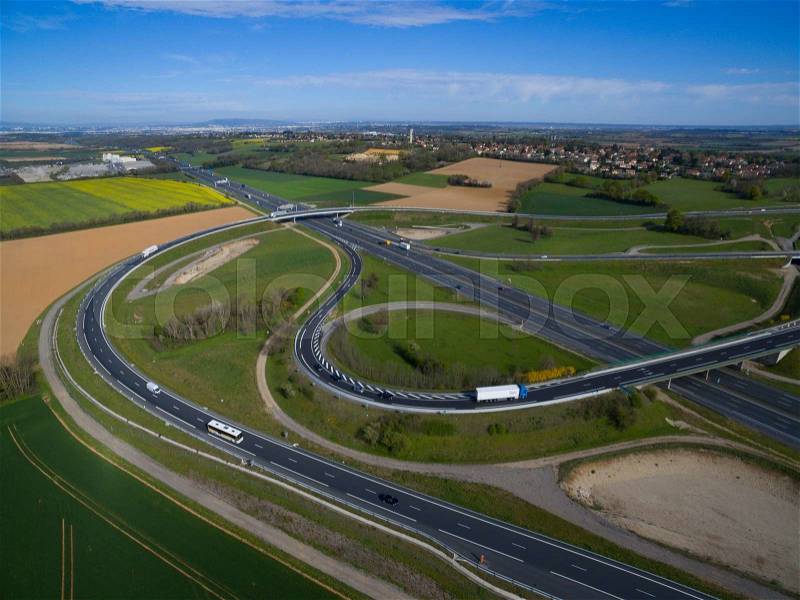 Aerial view of a road network, stock photo