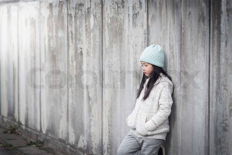 Portrait of sad asian girl,Vintage filter, stock photo