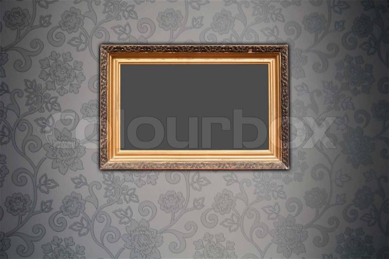 Blank Frame on Decorative Wallpaper, stock photo