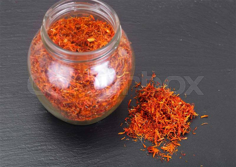 Seasoning for cooking healthy food: Saffron. Studio Photo, stock photo