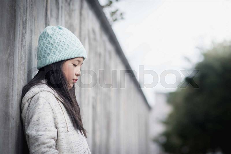 Portrait of sad asian girl,Vintage filter, stock photo
