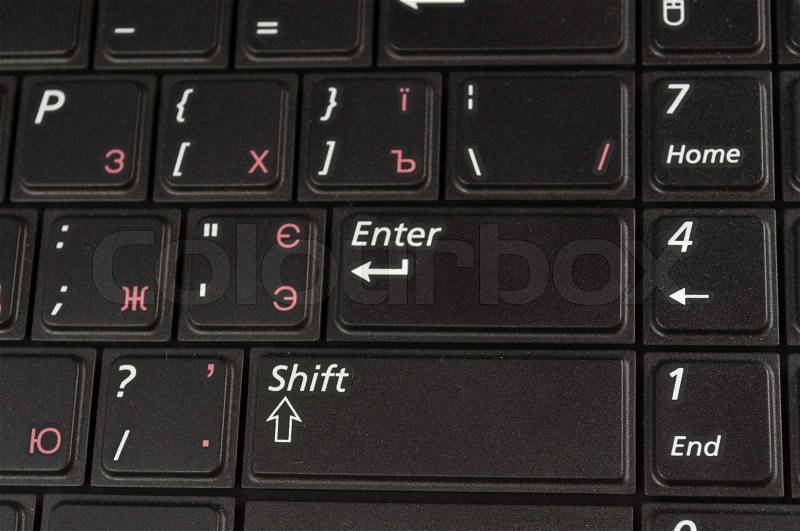 Closeup of black modern computer laptop keyboard, stock photo