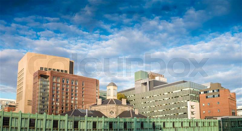 Boston old and modern buildings. City skyline, stock photo