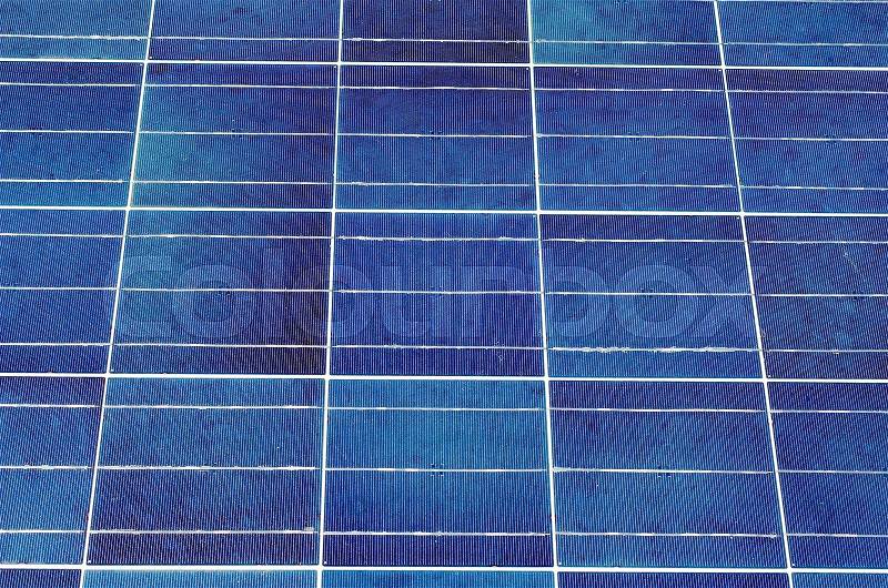 Solar panels for renewable energy production, stock photo