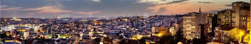 Panorama Night in Istanbul. Turkey, stock photo