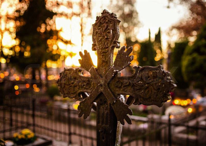 All saints - remembrance day, graveyard, stock photo