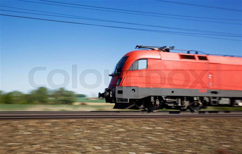A train people for driving on railroad tracks, stock photo