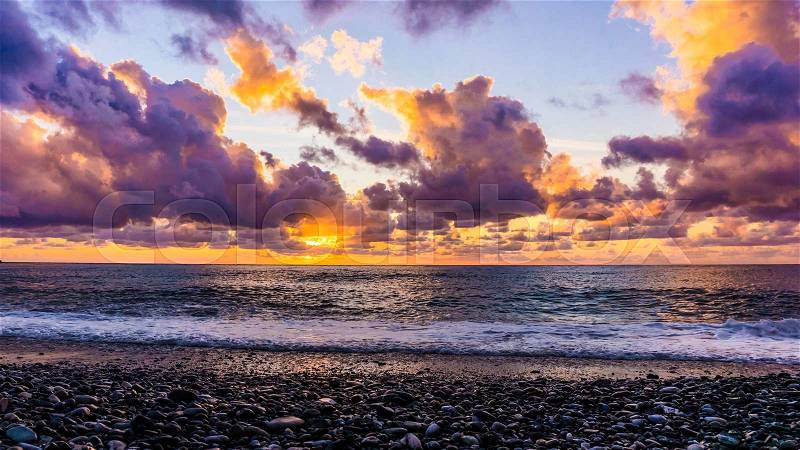 Beautiful sunset above the sea. sea sunset, stock photo