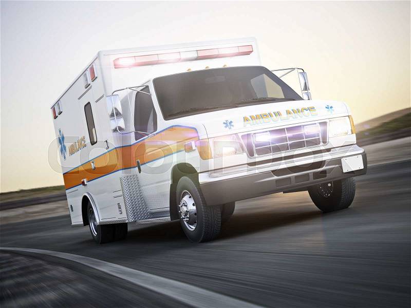 Ambulance responding to a call, stock photo