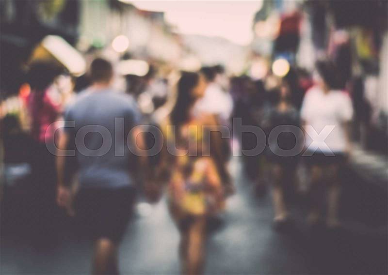 Abstract of blurred people on the street of phuket old town, stock photo