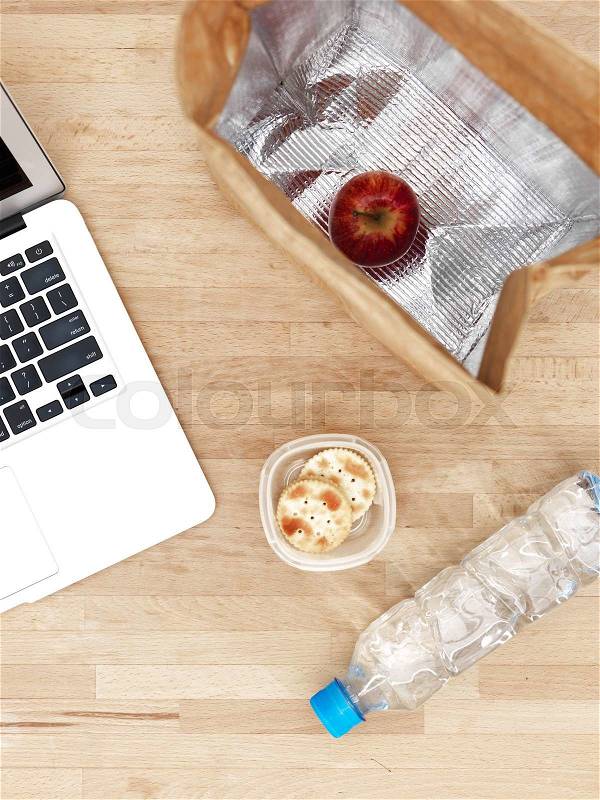 A studio photo of lunch at work, stock photo