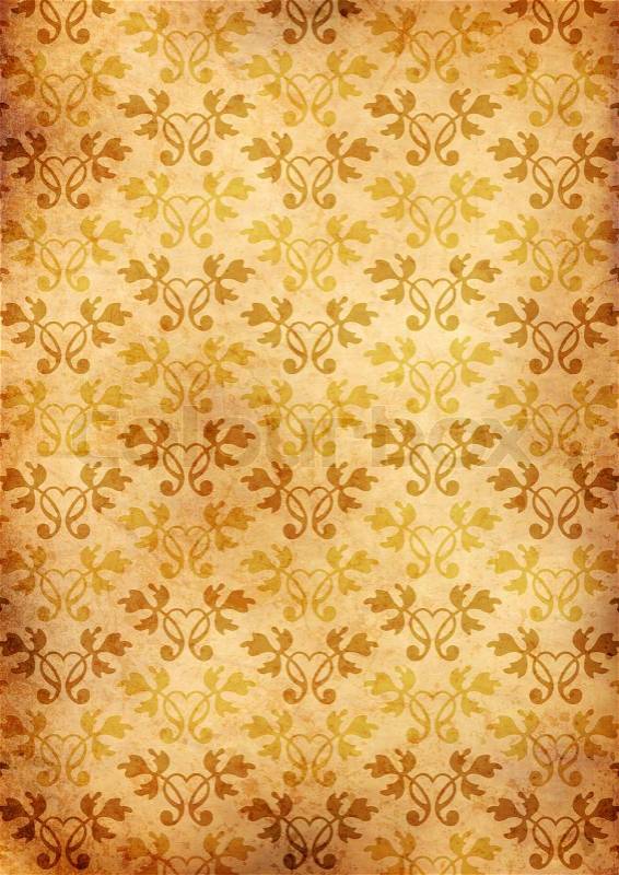 Yellow grunge wallpaper with patterns, stock photo