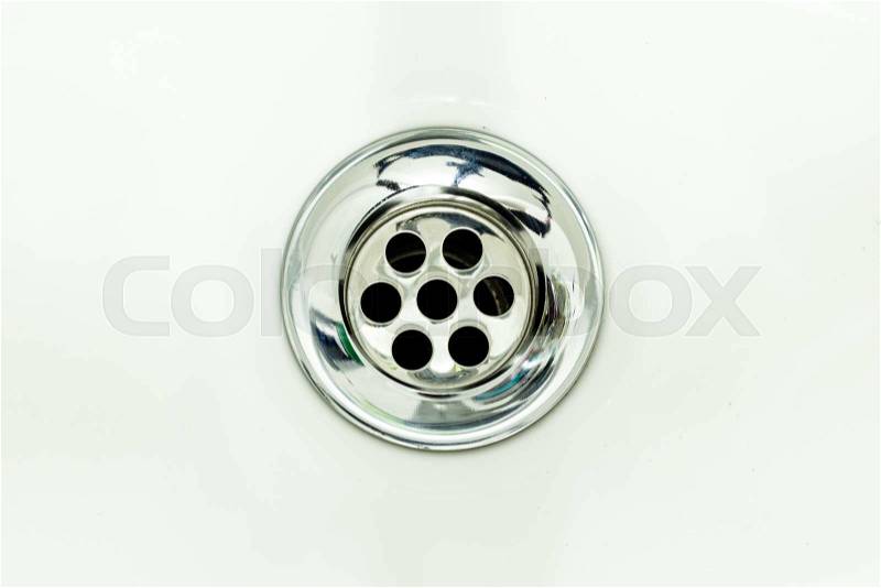 Close up photo of water drain, sink drain, stock photo