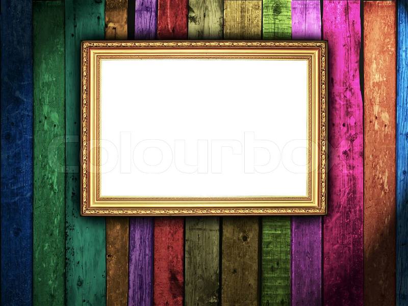 Carved Frame on Wood Background, stock photo