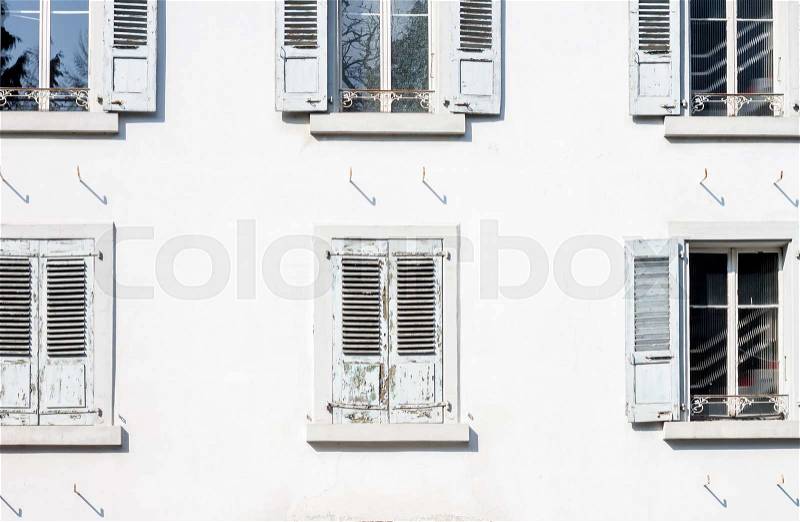 White wall with windows can be used as background, stock photo