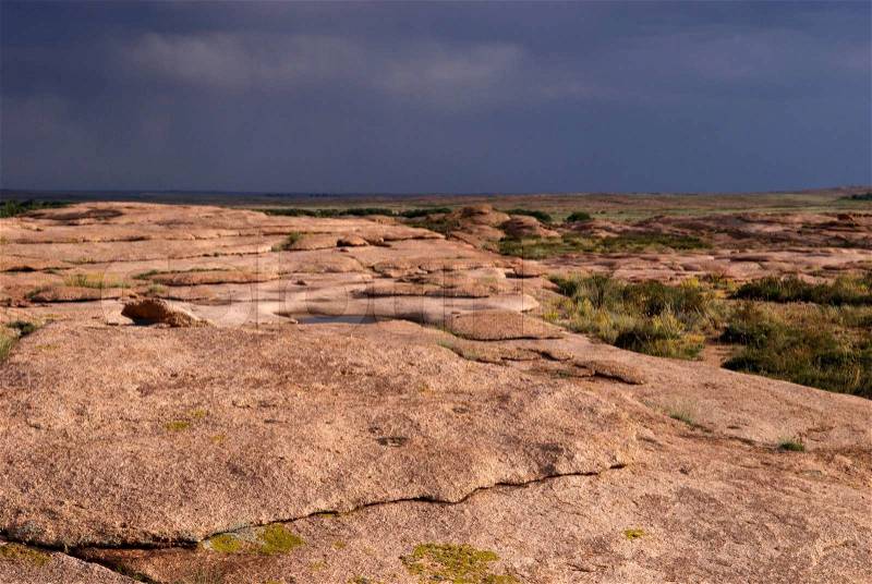 Thunderstorm in desert, stock photo