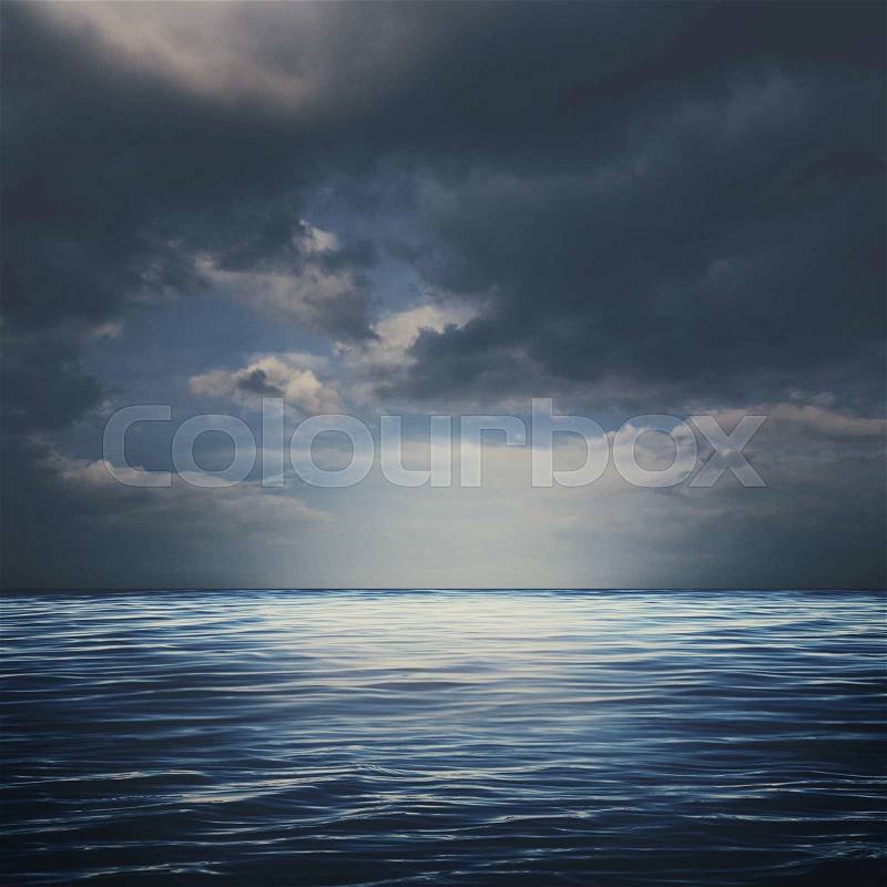 Sea surface under stormy skies, abstract natural backgrounds, stock photo