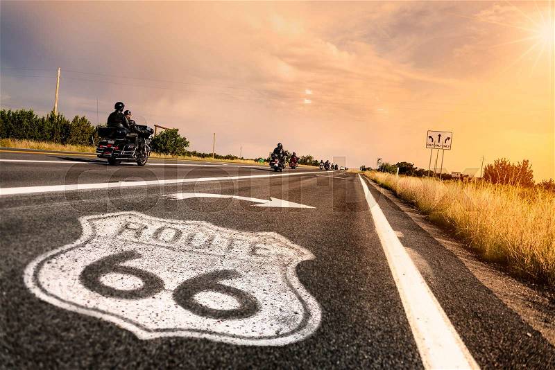 Route 66 road sign in Arizona , stock photo