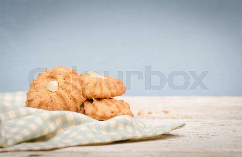 Nut cookies on table,vintage background, stock photo