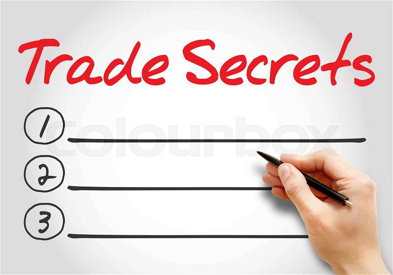 TRADE SECRETS blank list, business concept background, stock photo