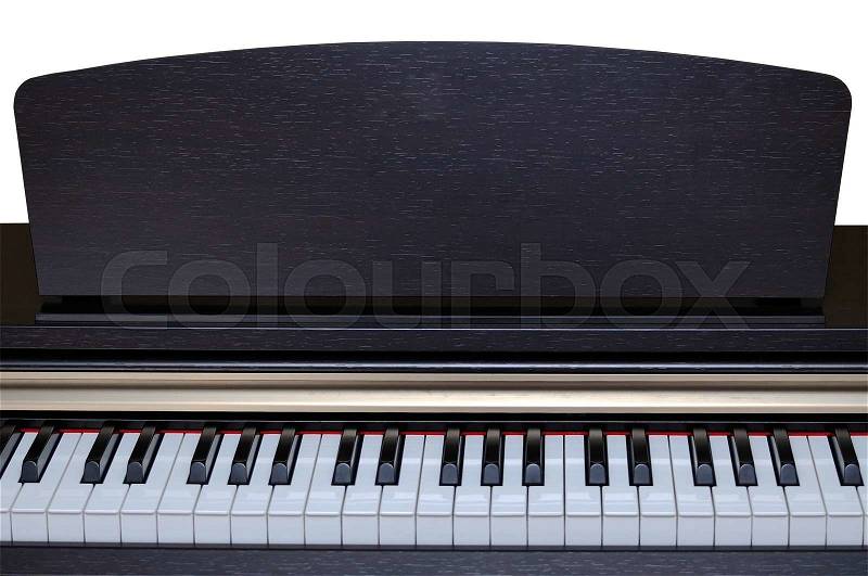 Classical piano keys closeup with open lid, stock photo