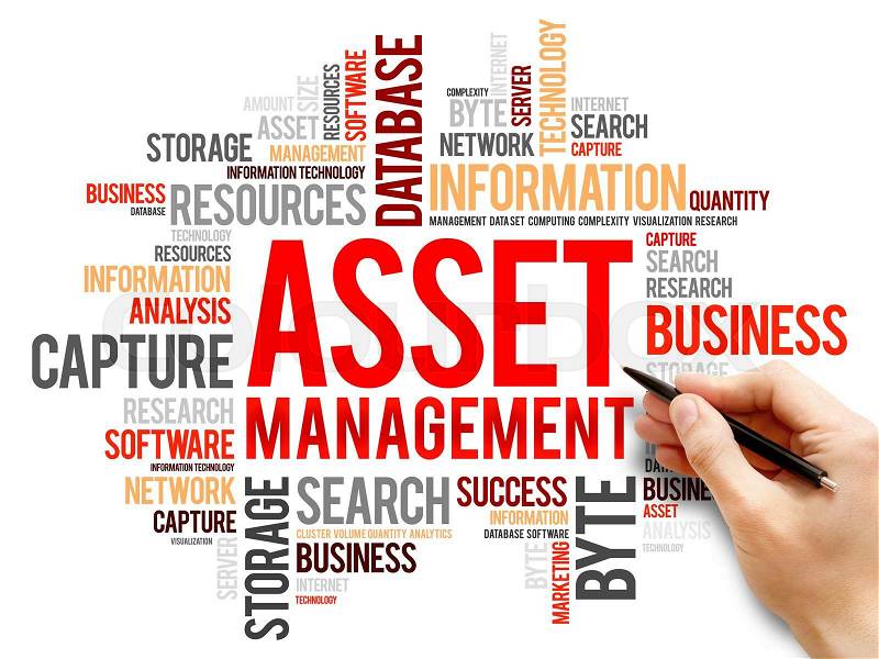 Asset Management word cloud, business concept, stock photo