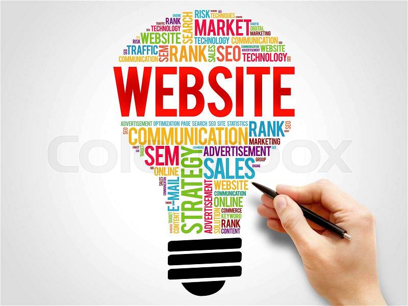 WEBSITE bulb word cloud, business concept, stock photo