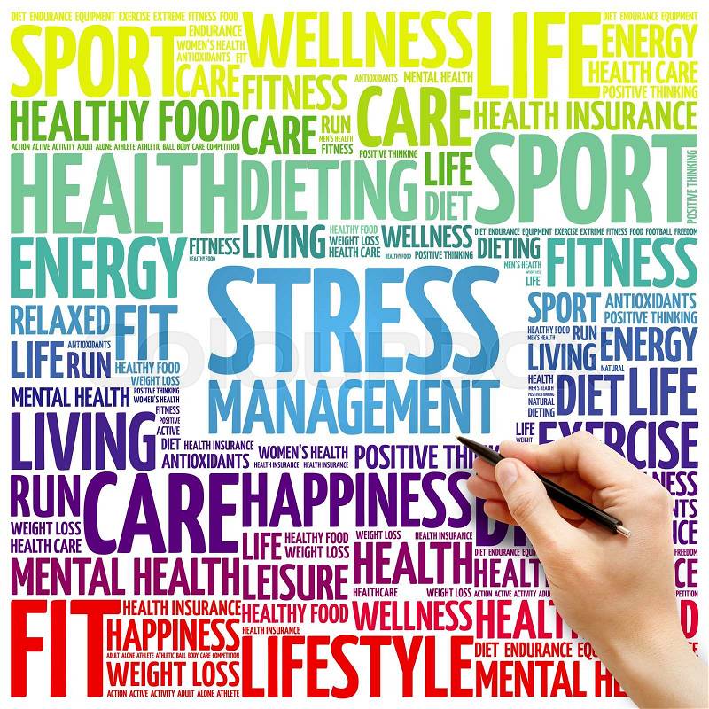 Stress Management word cloud background, health concept, stock photo
