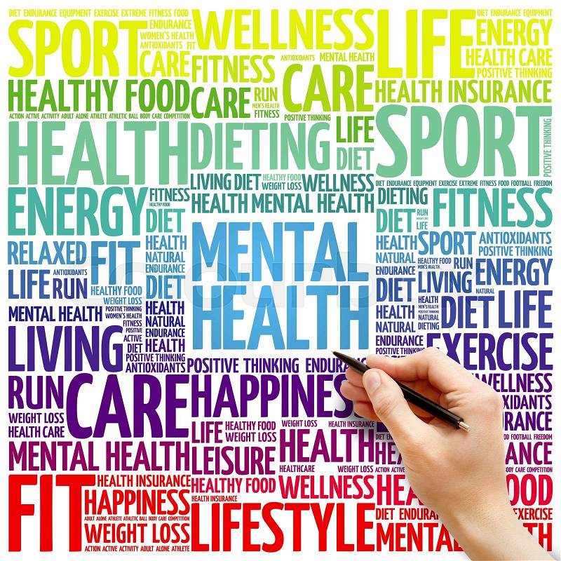 Mental health word cloud background, health concept, stock photo