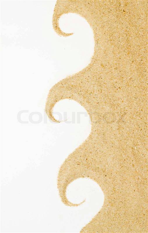 Sand and sea shells isolated . Beach sand with sea shell and star fish postcard, stock photo