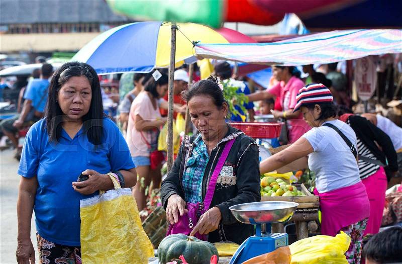 El NIDO, PHILIPPINES - FEB. 12: Village Asian market for the sale of fruit and vegetables El Nido FEB. 12, 2016 in El Nido Philippines, stock photo