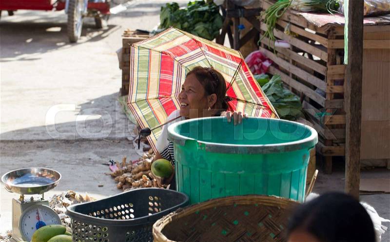 El NIDO, PHILIPPINES - FEB. 12: Village Asian market for the sale of fruit and vegetables El Nido FEB. 12, 2016 in El Nido Philippines, stock photo